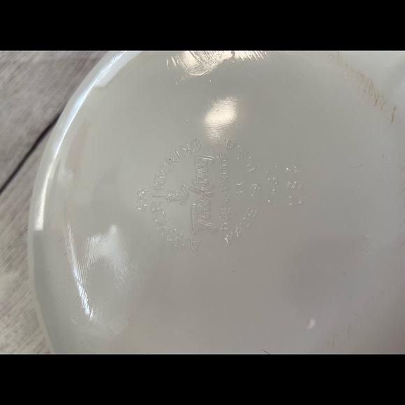 Vintage Anchor Hocking Fire King  1 QT Glass Dish Vegetable Print White Green - Picture 7 of 8